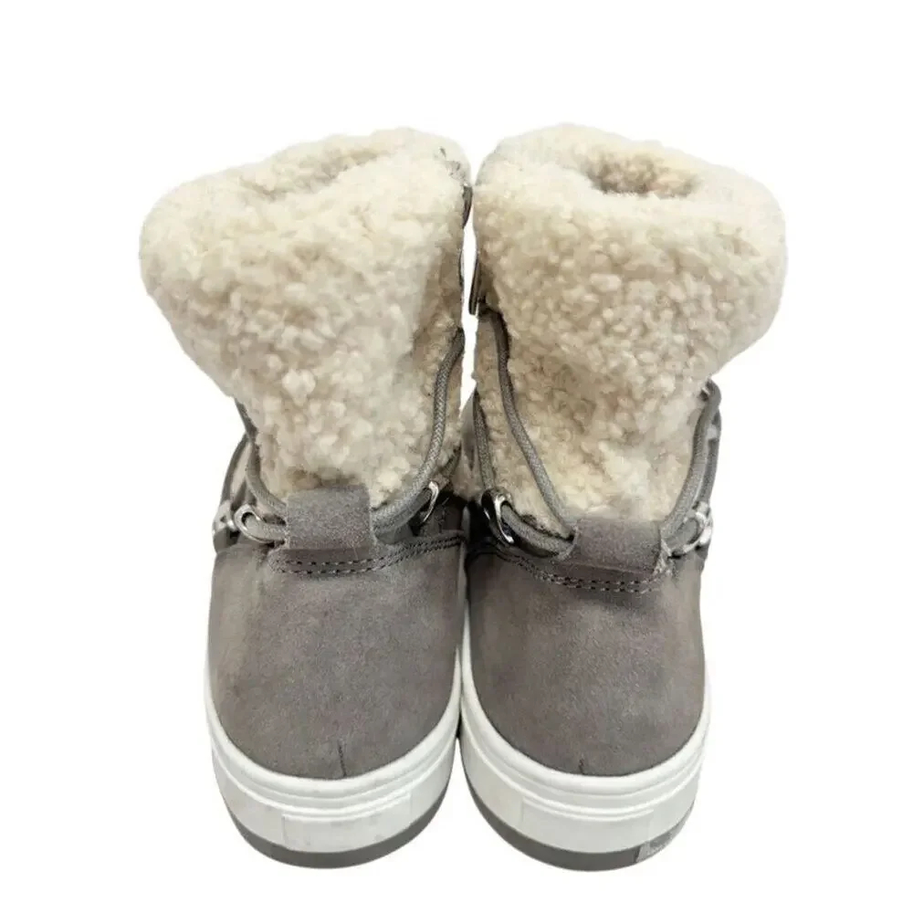 Blondo Boots Size 9.5 Waterproof Gray Cream Suede Shearling Upper‎ Lace Up